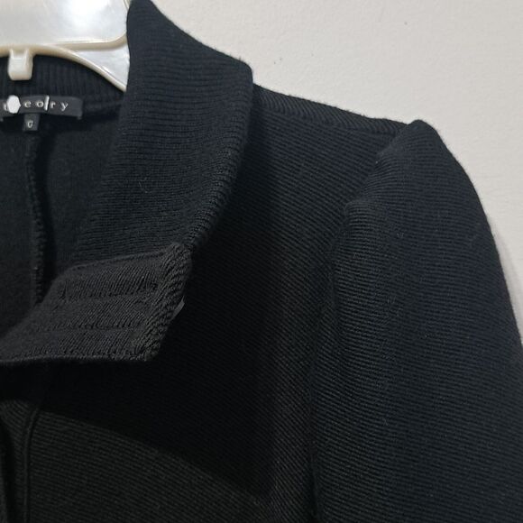 Theory Wool Blend Button-Up Coat Preppy Goth School Girl Size 0 Black - Picture 7 of 14